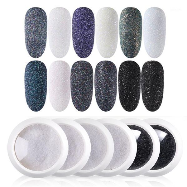 

box nail glitter powder black shining sugar starlight effect chrome dust laser art decoration tips1, Silver;gold