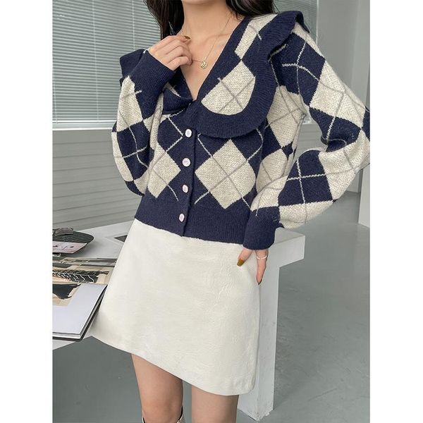 

women's sweaters autumn/winter 2021 wool cardigan v-neck temperament thin sweater button coat, White;black