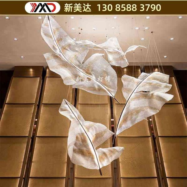 

leaf crystal chandelier large shopping mall patio l lobby art light fair sales department sand table lamp