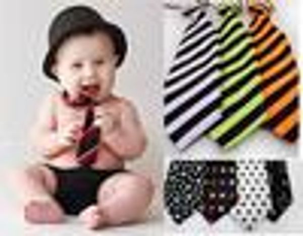 

children baby necktie neck ties boys girls elastic rubber band stripe school tie more color kids accessories 3 pcs, Red;brown