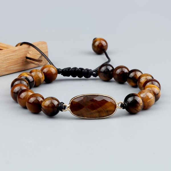 

beaded, strands fashion tigher eye pendant bracelet natural stone braided couple handmade bangles chain jewelry gift, Black