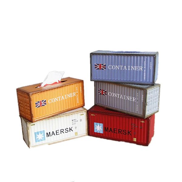 

retro iron removable tissue box creative container boxes home car napkin paper towel storage case decoration & napkins