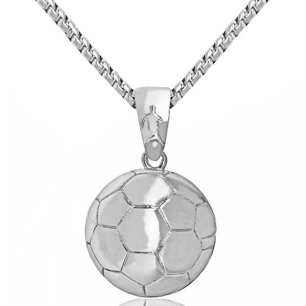 

pendant necklaces football necklace men chain soccer ball hippie male sports, Silver
