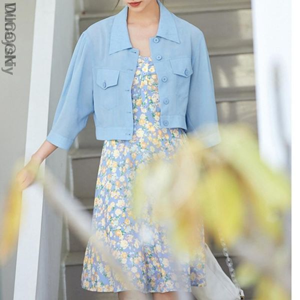 

women's blouses & shirts blouse 2021 summer single breasted chiffon thin solid korean elegant office lady crop top, White
