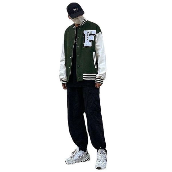 

men's jackets 2021 autumn arrival baseball coat fashion brand hip-hop printing high street style loose stitch men clothing, Black;brown