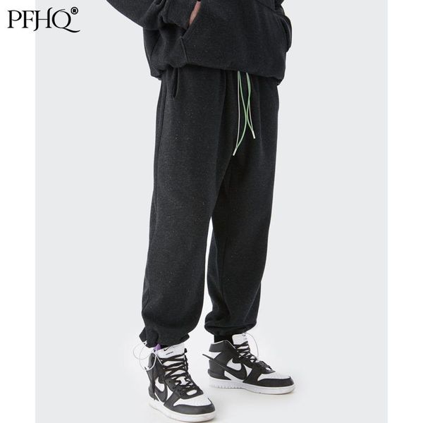 

men's pants pfhq 2021 fashion loose street double trousers foam printing straight casual sports autumn and winter 21d845, Black