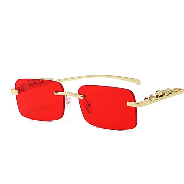 

fashion new rimless cut-edge sunglasses of men and women personalized leopard decoration eyeglasses trendy eyewears, White;black