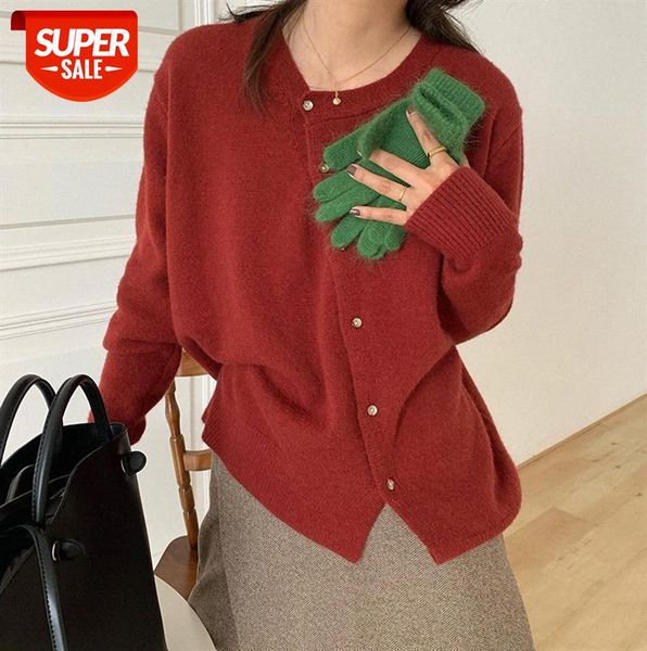 

[huang zheng] cardigan knitted thick short sweater women korean style slim solid color blouse m8454 #zd8p, Black;gray