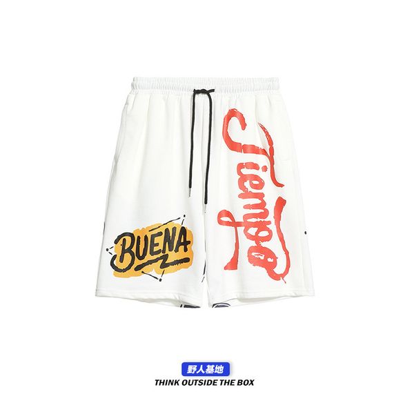 

ins fashion brand shorts men's sports leisure printing 5-point trend summer 7-point style loose men's pants, Black