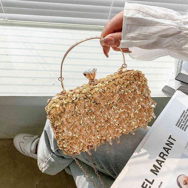 

2021 personality shining dinner foreign handbag temperament celebrity evening gift chain slanting across women's bag