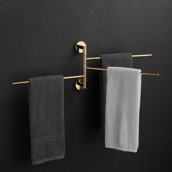 

copper towel rack rose gold swivel bar bathroom folding shelf multi-function rotating holder accessories racks