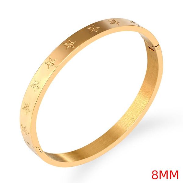 

bangle 316l stainless steel pentagram bangles bracelets woman gold color plating female charming cuff wristband party jewelry, Black