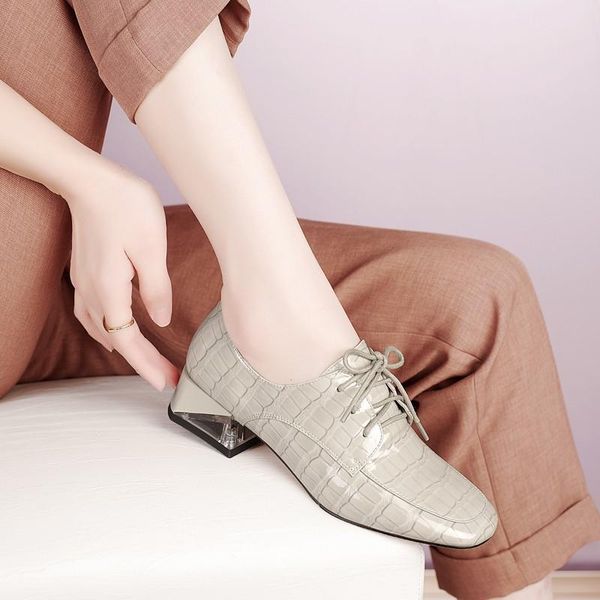 

dress shoes handmade 2021 fashion women arrival bamboo grain genuine leather cross-tied medium heels pumps woman plus size 40 41, Black