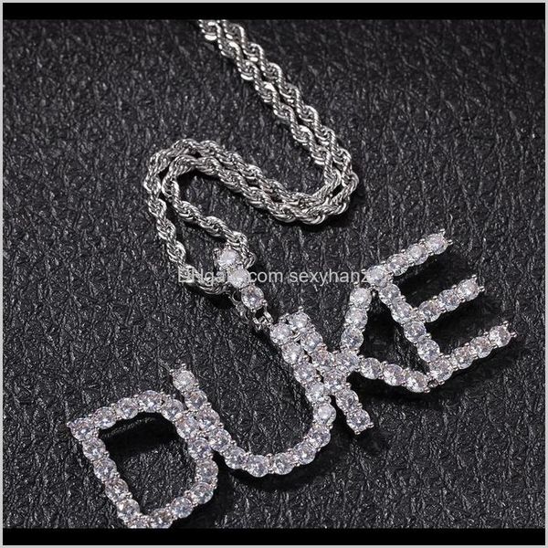 

& pendants jewelry drop delivery 2021 custom name iced out letter necklace mens hip hop gold sier womens letters pendant necklaces jewerly j, Silver