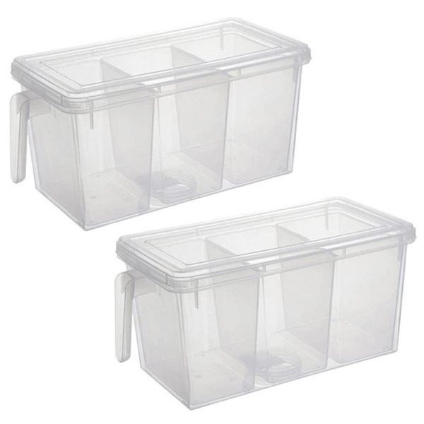 

pcs plastic storage container square handle box with lid suitable for refrigerator cabinet table bottles & jars