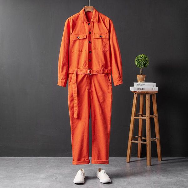 

men's tracksuits overalls for men women orange one piece jumpsuits rompers long sleeve pants suit work wear workwear clothes plus size, Gray