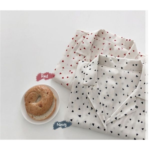 

plus size red girls short sleeve summer shirt floral turn down collar shirts womens blouses print dot blouse women 210417, White