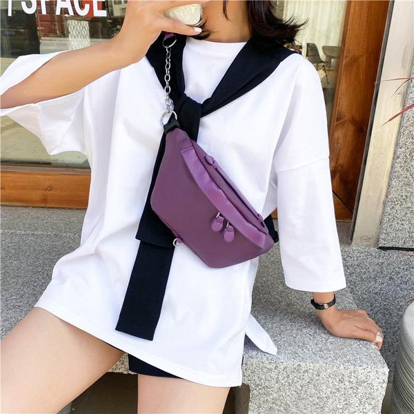 

waist bag women 2021 chest solid color leather shoulder pouch belt pack female fanny crossbody bags