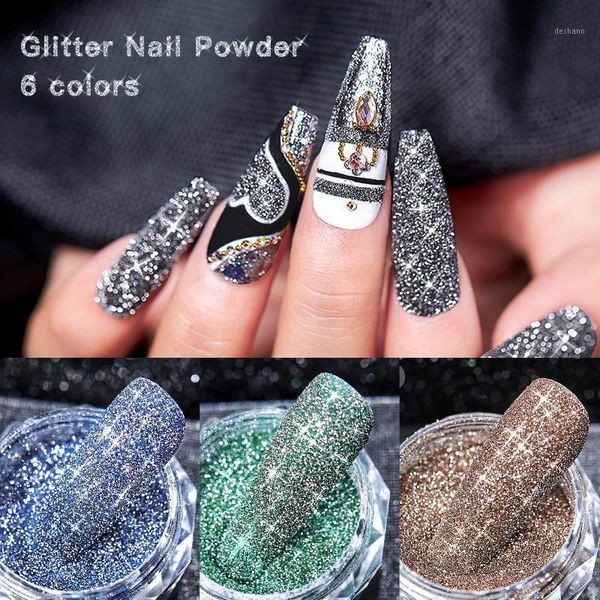 

nail art glitter sequins powder dipping shining colorful diy chrome pigment dust polish decoration1, Silver;gold