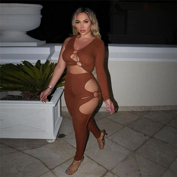 

women's two piece pants weird puss circle flowers cut women 2 set one shoulder crop skinny matching stretch fit streetwear outfits, White