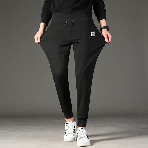 

men's pants ready stock man formal elastic smart men casual lace-up, Black