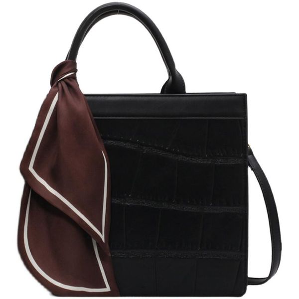 

large capacity shoulder messenger bag stone pattern ribbon tote 2021 high-quality pu leather women's designer handbag bags