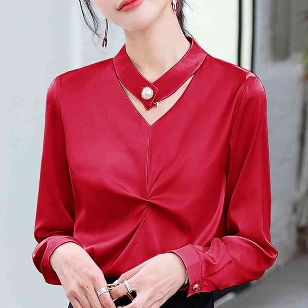 

blusas mujer de moda v-neck chiffon blouse shirt women clothes long sleeve blouse women womens and blouses c891 210602, White