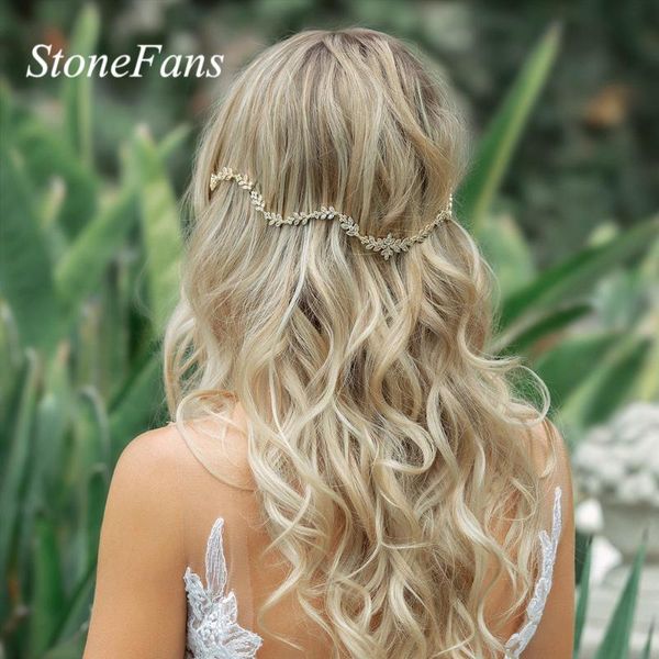

hair clips & barrettes stonefans trendy wedding accessories leaves crystal headband comb bridal head wear handmade decoration for bride, Golden;silver