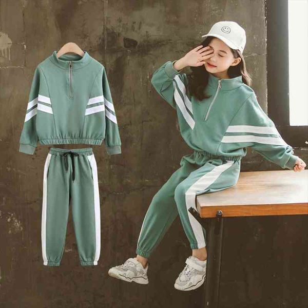 

kids sport clothes set casual sports teen tracksuits spring coat pants 2pcs children clothing suits 6 8 10 12 13, White