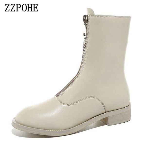 

boots single female 2021 british style handsome short casual zipper and ankle motorcycle, Black
