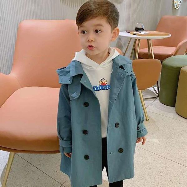 

jackets 2021 buttons spring autumn boy coat overcoat kids teenage gift children clothes formal school high quality, Blue;gray