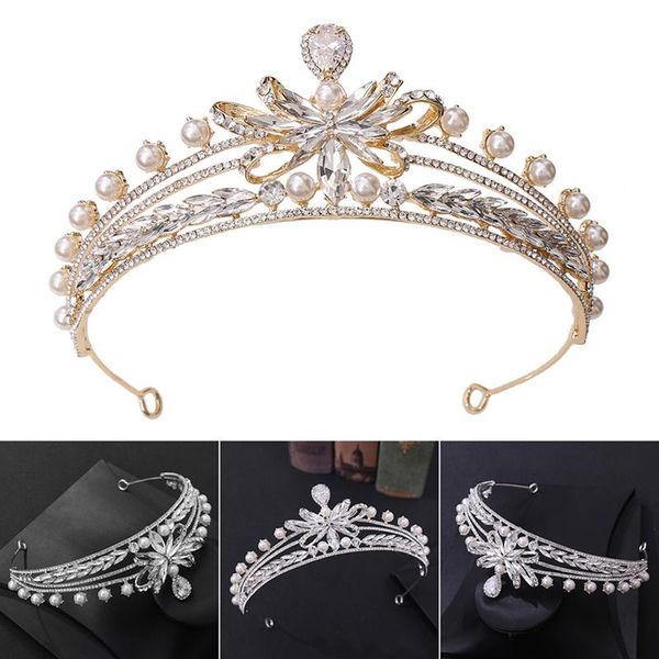 

hair clips & barrettes crown jewelry inlaid zircon rhinestones pearl alloy butterfly bridal wedding accessories dress bmf88, Golden;silver
