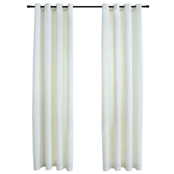 

curtain & drapes blackout curtains with rings 2 pcs velvet cream 140x245 cm