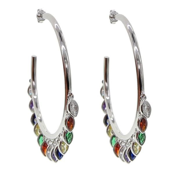 

hoop & huggie rhinestone large round earrings suitable for women's fashion shiny crystal girl party jewelry accessories, Golden;silver