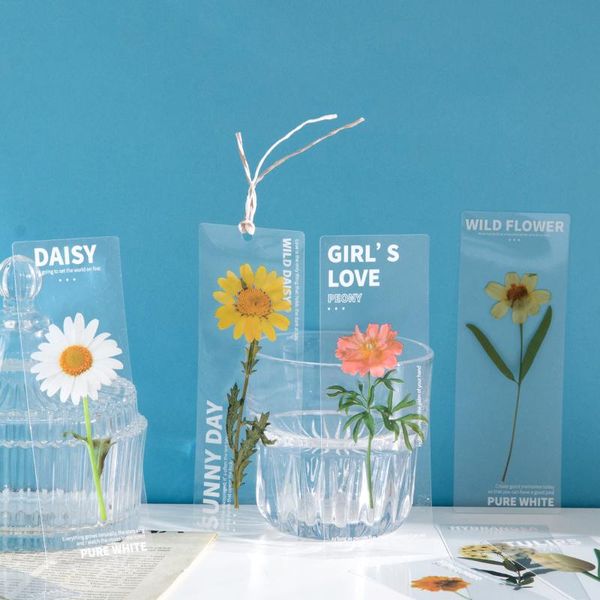 

bookmark 5pcs/set nature plants flowers pet ins style bookmarks card reading book page marker birthday gifts for friends
