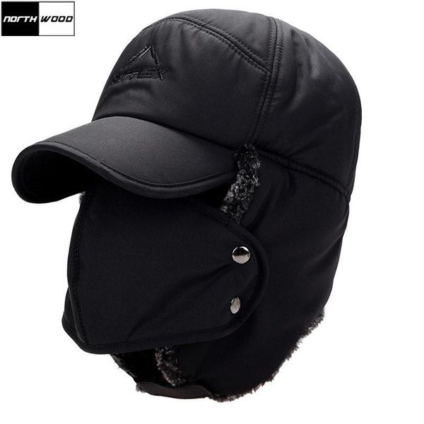 

berets [northwood] thicker mens bomber hats russia ear protection face men's winter hat plus velvet super warm outdoor with, Blue;gray