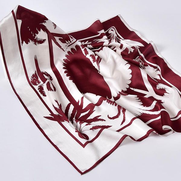

scarves 100% natural real silk women neckerchief print flowers square scarf headscarf satin pure kerchief hijabs 65x65cm, Blue;gray