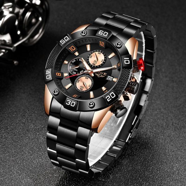 

wristwatches 2021 mens watches lige business watch men fashion quartz clock waterproof sport chronograph relogio masculino, Slivery;brown