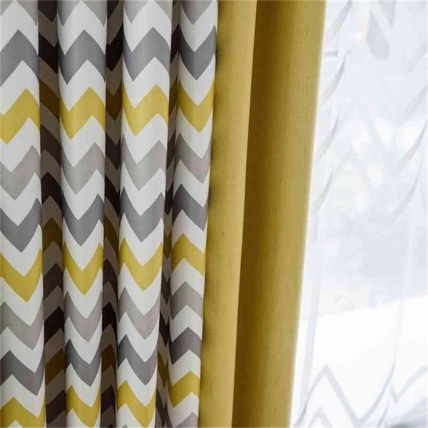 Oturma odası için perde Sarı Soyulmuş Özelleştirilmiş Yatak Odası Pencere Perdeler Ev Dekorasyonu Cortinas 210913