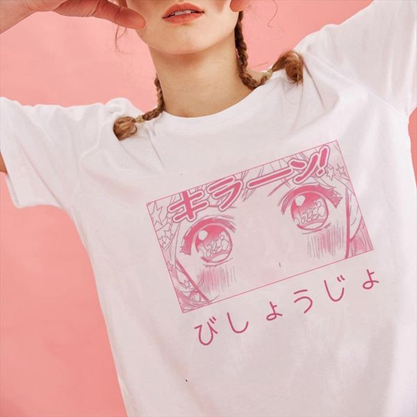 

lychee japanese anime cartoon print womens loose short sleeved cute streetwear summer women harajuku kawaii o neck fashion tee, White