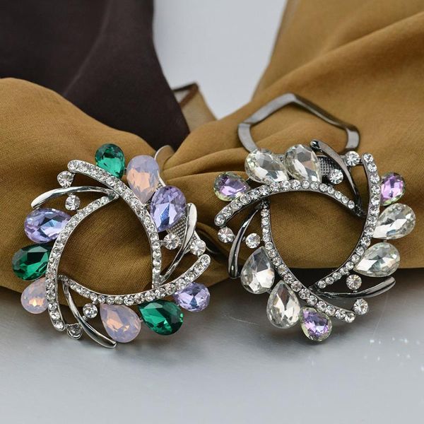 

pins, brooches women rhinestone scarf buckle clip, vintage style flower brooch pin for girls, Gray