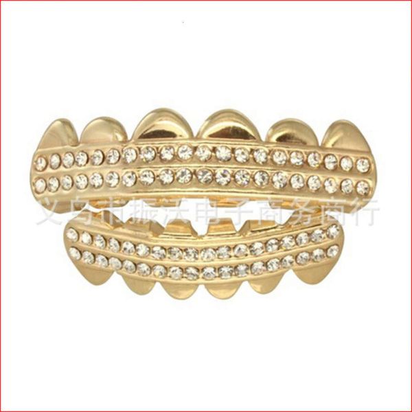 

hip hop plated copper with diamond gold teeth set, Silver