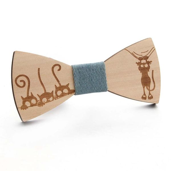 

bow ties cross border wooden tie dot old man beard kitten men's formal dress butterfly, Black;gray