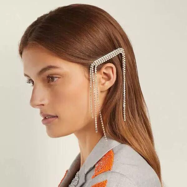 

hair clips & barrettes girls long crystal tassel hairpins hairgrip accessories elegant jewelry women pins head gift, Golden;silver