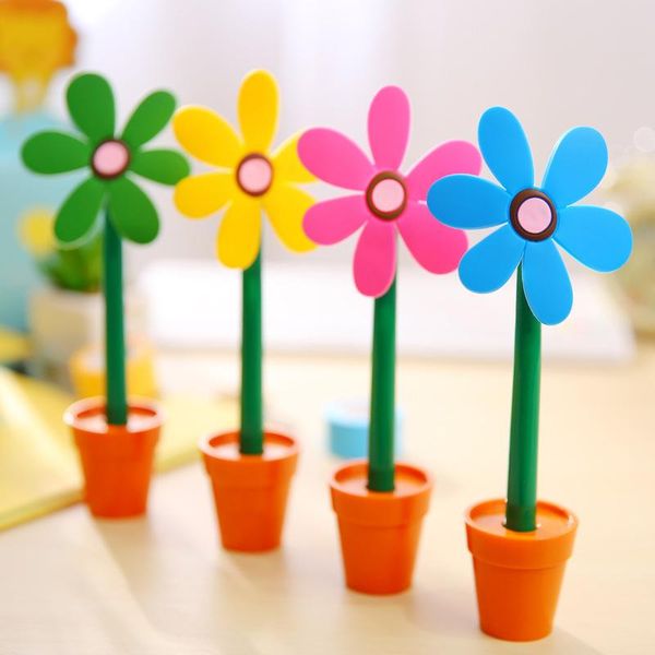 

ballpoint pens 1 pcs lytwtw's stationery cute kawaii potted plants sunflower pen office school supply novel creative gift funny, Blue;orange