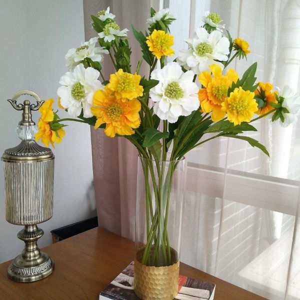 

decorative flowers & wreaths 6pcs 3 heads wind chrysanthemum silk home decoration model room wedding flower arrangement flores artificiales