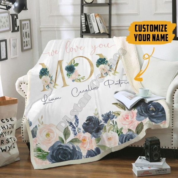 

blankets happy mothers day gift we love you mom custom name fleece blanket 3d printed sherpa on bed home textiles 02