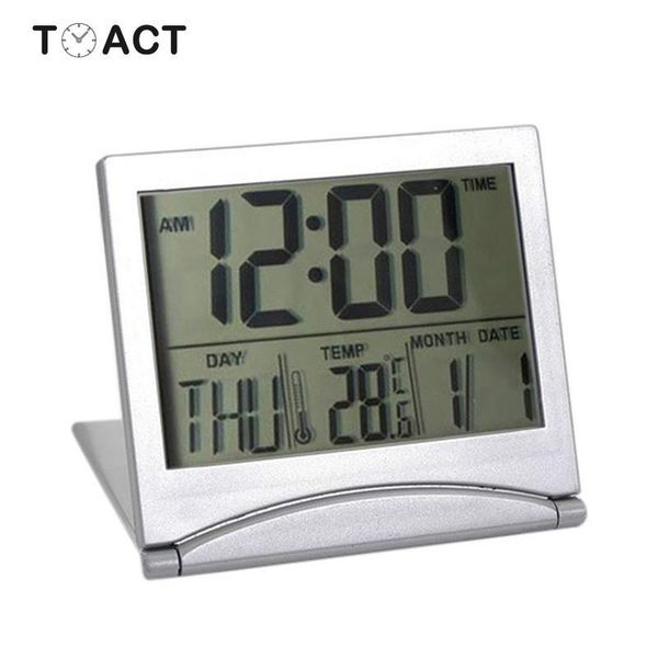 

other clocks & accessories folding travel alarm clock lcd digital weather station table watches temperature for home watch gift