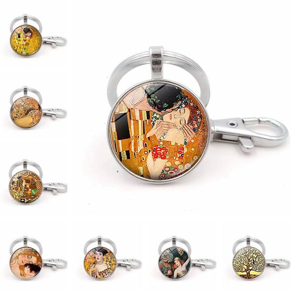 

keychains gustav klimt the kiss pendant keychain art jewelry accessories valentine gift metal key ring chain holder, Silver