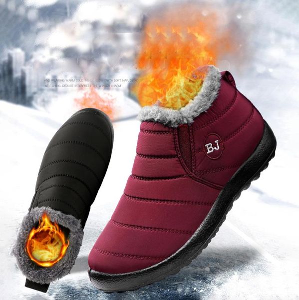 

boots 2021 men's and women's fashion warm outdoor waterproof couples plus fleece flat shoes lightweight casual, Black